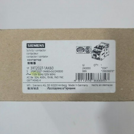 3RT2027-1AK60 CONTACTOR...